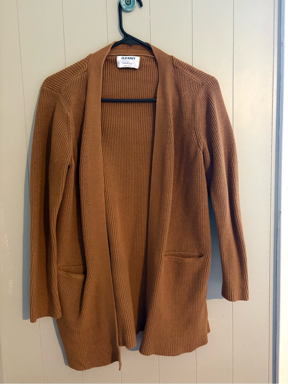Old Navy Open-Front Ribbed Cardigan in Camel Brown